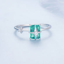 Load image into Gallery viewer, 925 Sterling Silver 1.40mm Width CZ & Glass Ring Size 6 for Women