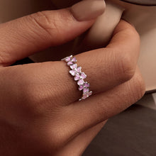 Load image into Gallery viewer, 925 Sterling Silver Enamel Platinum Plated Ring Size 6 for Women