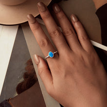 Load image into Gallery viewer, 925 Sterling Silver Opal Rings in Size 6.0 with Pave Setting & Plated White Gold for Women