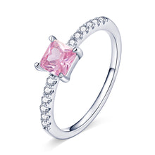 Load image into Gallery viewer, 925 Sterling Silver Ring Size 6.0 with Pavé Setting CZ and Platinum Plating