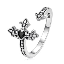 Load image into Gallery viewer, 925 Sterling Silver Pavé Setting CZ Oxidized Silver Ring