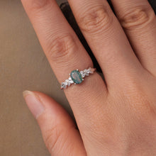 Load image into Gallery viewer, 925 Sterling Silver Agate and CZ Pendant Ring Size 6 for Women