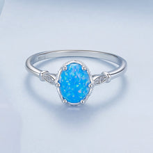 Load image into Gallery viewer, 925 Sterling Silver Opal Rings in Size 6.0 with Pave Setting & Plated White Gold for Women