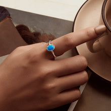 Load image into Gallery viewer, 925 Sterling Silver Opal Rings in Size 6.0 with Pave Setting & Plated White Gold for Women
