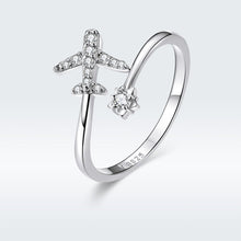 Load image into Gallery viewer, 925 Sterling Silver Ring with CZ and Platinum Plated Finish