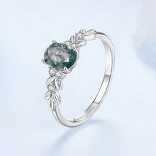 Load image into Gallery viewer, 925 Sterling Silver Agate and CZ Pendant Ring Size 6 for Women