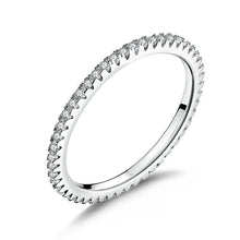 Load image into Gallery viewer, 925 Sterling Silver Platinum Plated CZ Pavé Setting Ring Size 5.0 for Women