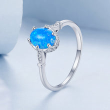 Load image into Gallery viewer, 925 Sterling Silver Opal Rings in Size 6.0 with Pave Setting & Plated White Gold for Women