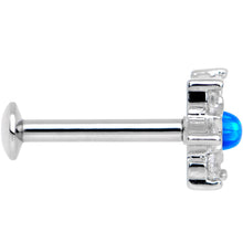 Load image into Gallery viewer, 5/16 Blue Faux Opal Internally Threaded Star Flower Labret Monroe