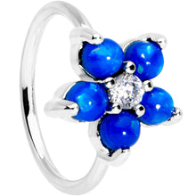 Load image into Gallery viewer, 20G 5/16 Clear CZ Blue Faux Opal Flower Seamless Circular Ring