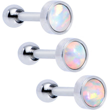 Load image into Gallery viewer, 16G 1/4 White Faux Opal Tragus Cartilage Earring 3 Pack Set