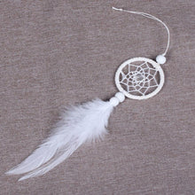 Load image into Gallery viewer, Dream Catcher Cars Rear View Mirror Mini Pure White Small Feather Wind Chimes Wall Hanging Decor Handmade Catcher Feather Wall Hanging Decorations Car Charm Ornament Pendant