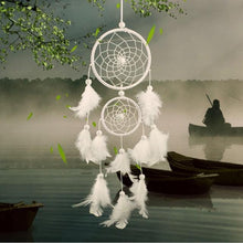 Load image into Gallery viewer, Dream Catcher Room Decor Feather Weaving Catching Up The Dream Angle Dreamcatcher Wind Chimes Indian Style Religious Mascot Dream Catcher for Bedroom, Handmade White Gold Feather Flowers Dream Catchers For Girls Kids Nursery Bedroom Wall Decor Festival