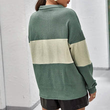 Load image into Gallery viewer, Drop Shoulder Two Tone Textured Half Placket Pullover