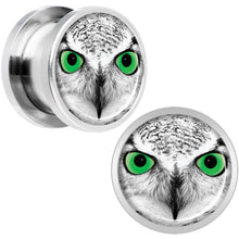 Load image into Gallery viewer, Black White Owl Steel Screw Fit Plug Set 1/2