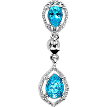 Load image into Gallery viewer, Aqua Gem Twin Top Mount Dangle Belly Ring