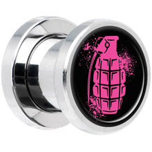 Load image into Gallery viewer, Pink Grenade Steel Screw Fit Plug Set 0G