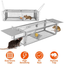 Load image into Gallery viewer, Dual Door Rat Trap Cage Humane with 2 Detachable U Shape Rod