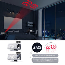 Load image into Gallery viewer, Dual Loud Smart Alarm Clock Projection for Bedroom Radio Digital Alarm Clock Projection Digital Alarm Clock for Bedrooms Radio Alarm Clock with Projection on Ceiling Dual Alarms with USB Charger Large Mirror LED Display