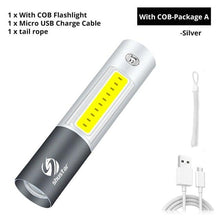 Load image into Gallery viewer, Dual Power LED Flashlight With Pure Beam Slide Focus Waterproof Rechargeable LED USB Telescopic Zoom Portable Flashlight For Night Lighting Night Riding Camping High-Powered Flash Lights