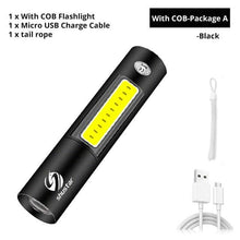 Load image into Gallery viewer, Dual Power LED Flashlight With Pure Beam Slide Focus Waterproof Rechargeable LED USB Telescopic Zoom Portable Flashlight For Night Lighting Night Riding Camping High-Powered Flash Lights