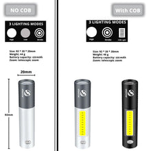 Load image into Gallery viewer, Dual Power LED Flashlight With Pure Beam Slide Focus Waterproof Rechargeable LED USB Telescopic Zoom Portable Flashlight For Night Lighting Night Riding Camping High-Powered Flash Lights