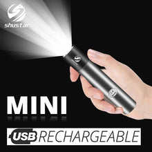 Load image into Gallery viewer, Dual Power LED Flashlight With Pure Beam Slide Focus Waterproof Rechargeable LED USB Telescopic Zoom Portable Flashlight For Night Lighting Night Riding Camping High-Powered Flash Lights