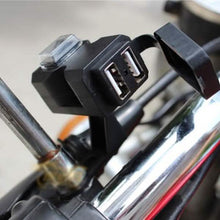 Load image into Gallery viewer, Dual USB Port 9-24V Waterproof Motorbike Motorcycle Handlebar Charger Adapter