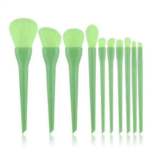Load image into Gallery viewer, Durable 10pcs Natural Hair Colorful Makeup Brushes Professional Foundation Powder Blush Eyeshadow Eyebrow Blending Brush Set