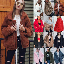 Load image into Gallery viewer, Durable Autumn Winter Faux Fur Coat For Women Casual Warm Soft Zipper Fur Jacket Plush Overcoat Pocket Plus Size Teddy Coat For Female