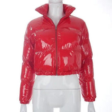 Load image into Gallery viewer, Durable Faux PU Leather Bubble Puffer Winter Warm Jacket Women Coats Long Sleeve Outerwear Zipper Casual Slim jacket