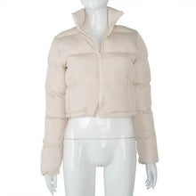 Load image into Gallery viewer, Durable Faux PU Leather Bubble Puffer Winter Warm Jacket Women Coats Long Sleeve Outerwear Zipper Casual Slim jacket