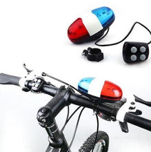 Load image into Gallery viewer, Durable Waterproof Multifunction Cycle Lamp 4 Loud Siren Sound Trumpet Police 6 LED Light Electronic Siren Bike Bell Battery Bike Bicycle Police Strobe Blue Red Bicycle Safety Light Loud Siren Sound Cycling Horn Bells
