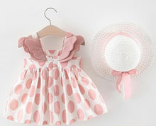 Load image into Gallery viewer, Luxury Modern Baby Girls Dresses With Hat 2pcs Clothes Sets Kids Clothes Baby Sleeveless Dress Print Floral Fruit Design Style