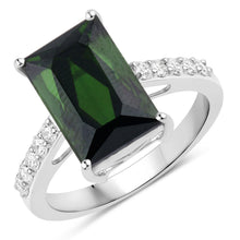 Load image into Gallery viewer, 6.16 Carat Genuine Green Tourmaline and White Diamond 14K White Gold Ring