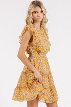 Load image into Gallery viewer, New Summer Ditsy Floral Print Ruffle Chiffon Mini Dress – Fluttering, Playful and Feminine Dress with Ruffle Details and Soft Chiffon Fabric