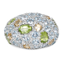 Load image into Gallery viewer, 11.38 Carat Genuine Peridot, Citrine and Blue Topaz .925 Sterling Silver Ring