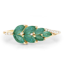 Load image into Gallery viewer, 0.68 Carat Genuine Zambian Emerald and White Diamond 14K Yellow Gold Ring