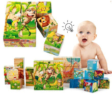 Load image into Gallery viewer, 1Set Nine Blocks Six-sided 3D Wooden Cube Puzzle Toys For Children Kids Educational Toys Funny Games