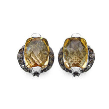 Load image into Gallery viewer, 3.14 Carat Genuine Citrine & Black Diamond .925 Sterling Silver Earrings