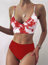 Load image into Gallery viewer, Coastal Flair V-Neck Bikini Set – Eye-Catching Random Print Two-Piece Chic Swimsuit with Spaghetti Straps High Cut Shorts and Ultra-Stretch Comfort – Women’s Summer Swimwear for Beach Days & Casual Poolside Vibes