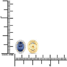 Load image into Gallery viewer, 2.16 Carat Genuine Blue Sapphire and White Diamond 14K Yellow Gold Earrings