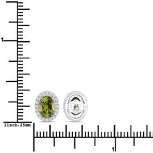 Load image into Gallery viewer, 1.92 Carat Genuine Green Tourmaline and White Diamond 14K White Gold Earrings