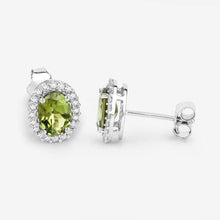 Load image into Gallery viewer, 1.92 Carat Genuine Green Tourmaline and White Diamond 14K White Gold Earrings