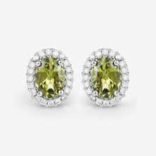 Load image into Gallery viewer, 1.92 Carat Genuine Green Tourmaline and White Diamond 14K White Gold Earrings