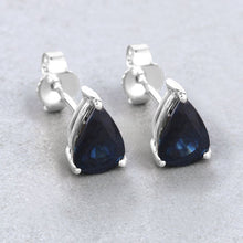 Load image into Gallery viewer, 1.60 Carat Genuine Blue Sapphire 10K White Gold Earrings