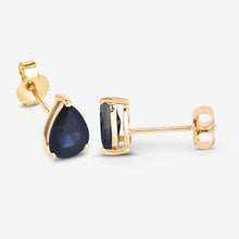 Load image into Gallery viewer, 1.60 Carat Genuine Blue Sapphire 10K Yellow Gold Earrings