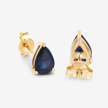 Load image into Gallery viewer, 1.60 Carat Genuine Blue Sapphire 10K Yellow Gold Earrings