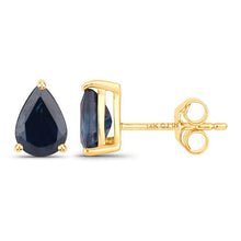 Load image into Gallery viewer, 1.60 Carat Genuine Blue Sapphire 14K Yellow Gold Earrings