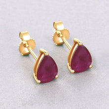 Load image into Gallery viewer, 1.60 Carat Genuine Ruby 10K Yellow Gold Earrings